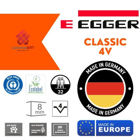 Купити ламінат у Києві, Німецький ламінат, Egger Classic 4V, недорого, з доставкою, вологостійкий ламінат, під теплу підлогу, ламінат Egger офіційний сайт, ламінат Egger купити, Egger ламінат офіційний, ламінат Німеччина Egger, ламінат Egger, водостійка підлога Егер, купити Егер Київ, Егер купити Київ, 32 клас ламінат, 8 мм товщина, ламінат з фаскою