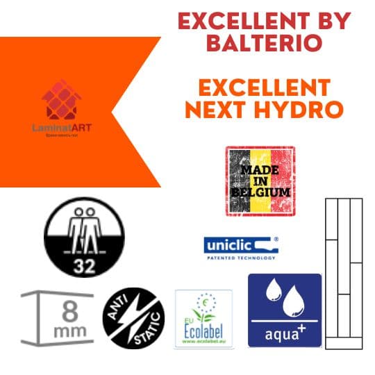 Характеристики Excellent, Excellent Next Hydro Купити ламінат у Києві, Бельгійський ламінат, Excellent, Excellent Next Hydro, недорого, з доставкою, водостійкий ламінат, під теплу підлогу, ламінат Excellent офіційний сайт, ламінат Excellent купити, Excellent ламінат офіційний, ламінат Бельгія Excellent, ламінат Excellent, водостійка підлога Excellent, купити Екселент Київ, Екселент купити Київ, 32 клас ламінат, 8 мм товщина, ламінат з фаскою